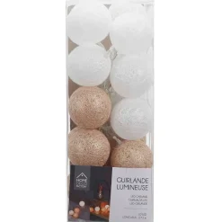 Fabrique de Styles Guirlande boule blanc et or 20 leds* Déco Lumineuse