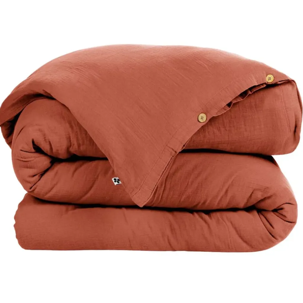 Fabrique de Styles Housse de couette en gaze de coton unie 240x220cm - Gaia* Housses De Couette