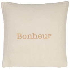 Fabrique de Styles Housse de coussin bonheur en gaze de coton écru 45x45cm* Coussins Et Housses