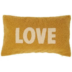 Fabrique de Styles Housse de coussin bouclette "Love" et beige 50x30cm - Funky* Coussins Et Housses