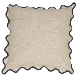 Fabrique de Styles Housse de coussin brodée bisou en coton jaune et bleu 45x45cm - Lumi* Coussins Et Housses