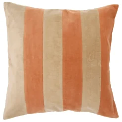 Fabrique de Styles Housse de coussin en velours coton rayé écru et 45x45cm - Klosen* Coussins Et Housses