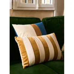 Fabrique de Styles Housse de coussin en velours rayé et nude 50x30cm - Klosen* Coussins Et Housses