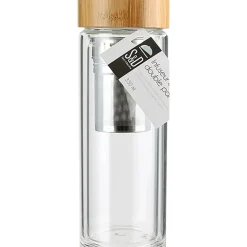 Fabrique de Styles Infuseur en verre double paroi avec bouchon bambou* Accessoires Thé Et Café