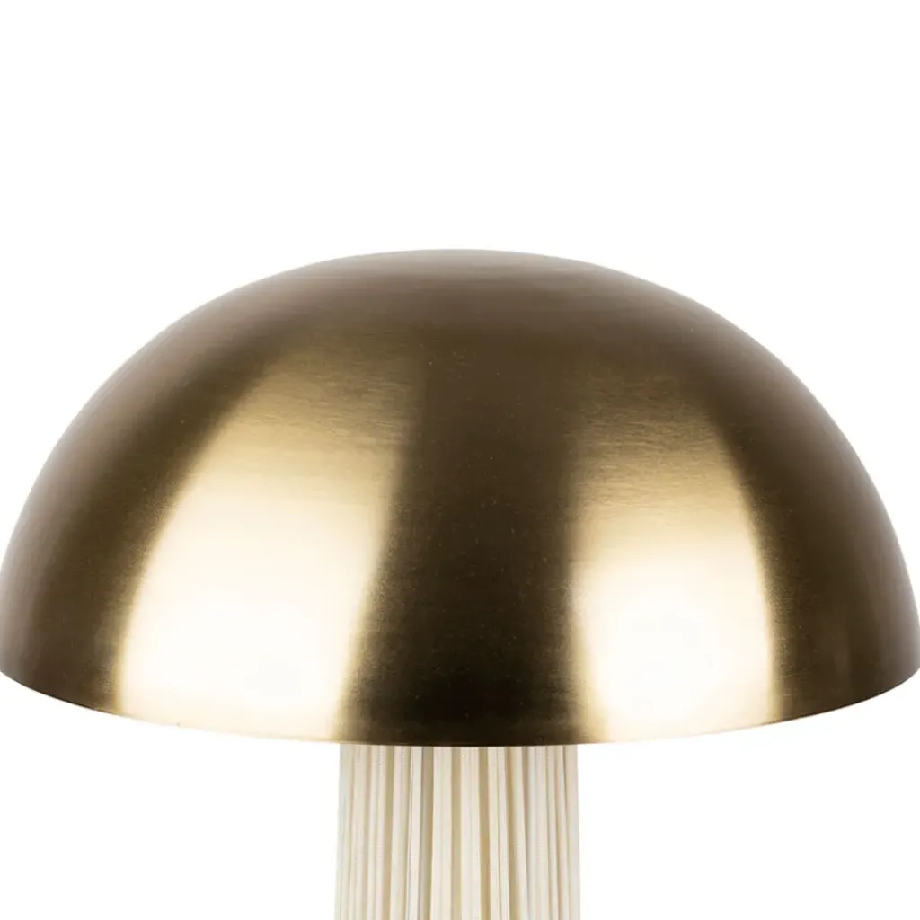 Fabrique de Styles Lampe champignon en fer et nylon h58cm blanc et doré - Champart* Lampes À Poser