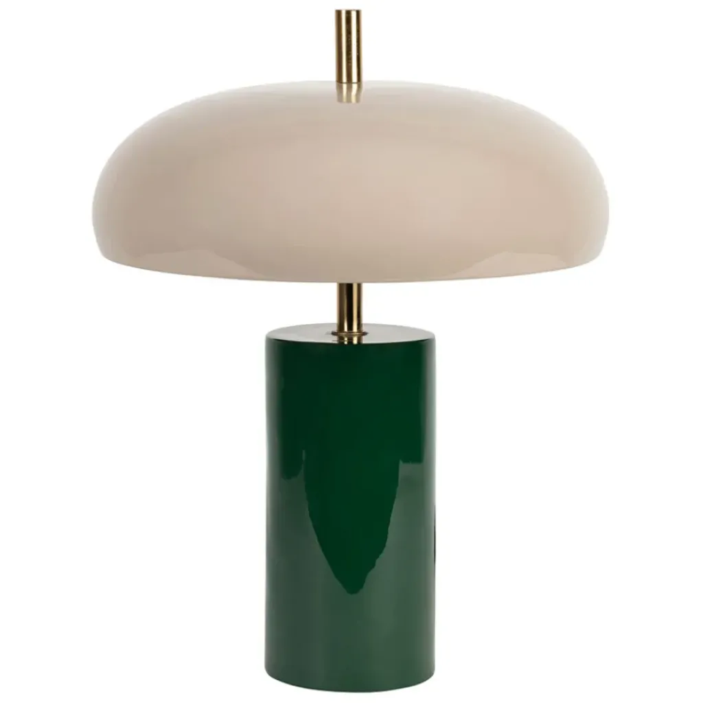 Fabrique de Styles Lampe champignon en fer émeraude et écru h40cm - Arty* Lampes À Poser