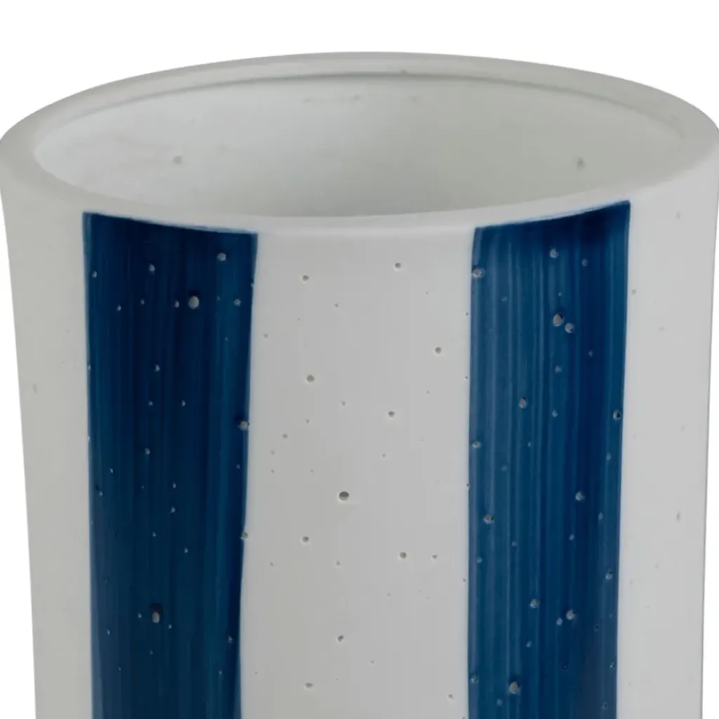 Fabrique de Styles Lampe cylindre en porcelaine rayée et blanc h28cm - Alaria* Lampes À Poser