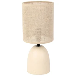 Fabrique de Styles Lampe en céramique écru et lin naturel - Jadea* Lampes À Poser