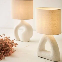 Fabrique de Styles Lampe en céramique et coton h38cm - Organic* Lampes À Poser