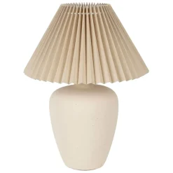 Fabrique de Styles Lampe en céramique et lin écru h40cm - Greeka* Lampes À Poser