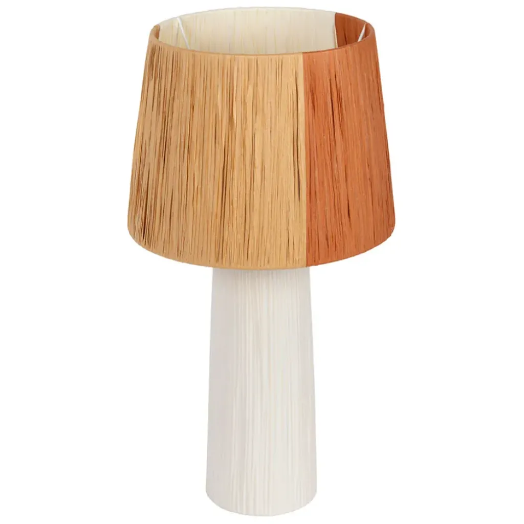 Fabrique de Styles Lampe en céramique et raphia écru h48cm - Lignes* Lampes À Poser