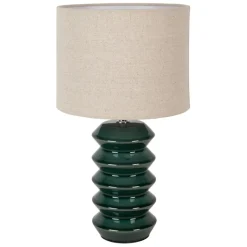 Fabrique de Styles Lampe en céramique émeraude et lin h40cm - Verda* Lampes À Poser
