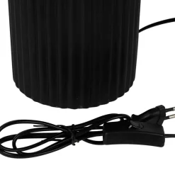 Fabrique de Styles Lampe en céramique noir et coton ecru h41cm - Organic* Lampes À Poser