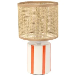 Fabrique de Styles Lampe en céramique rayée et blanc h27cm - Medi* Lampes À Poser