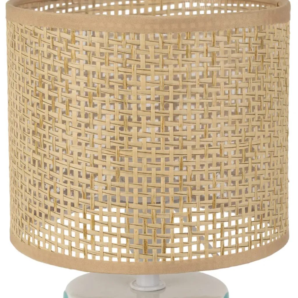 Fabrique de Styles Lampe en céramique rayée et blanc h27cm - Medi* Lampes À Poser