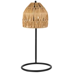 Fabrique de Styles Lampe en raphia et fer naturel et noir h50cm - Tulum* Lampes À Poser