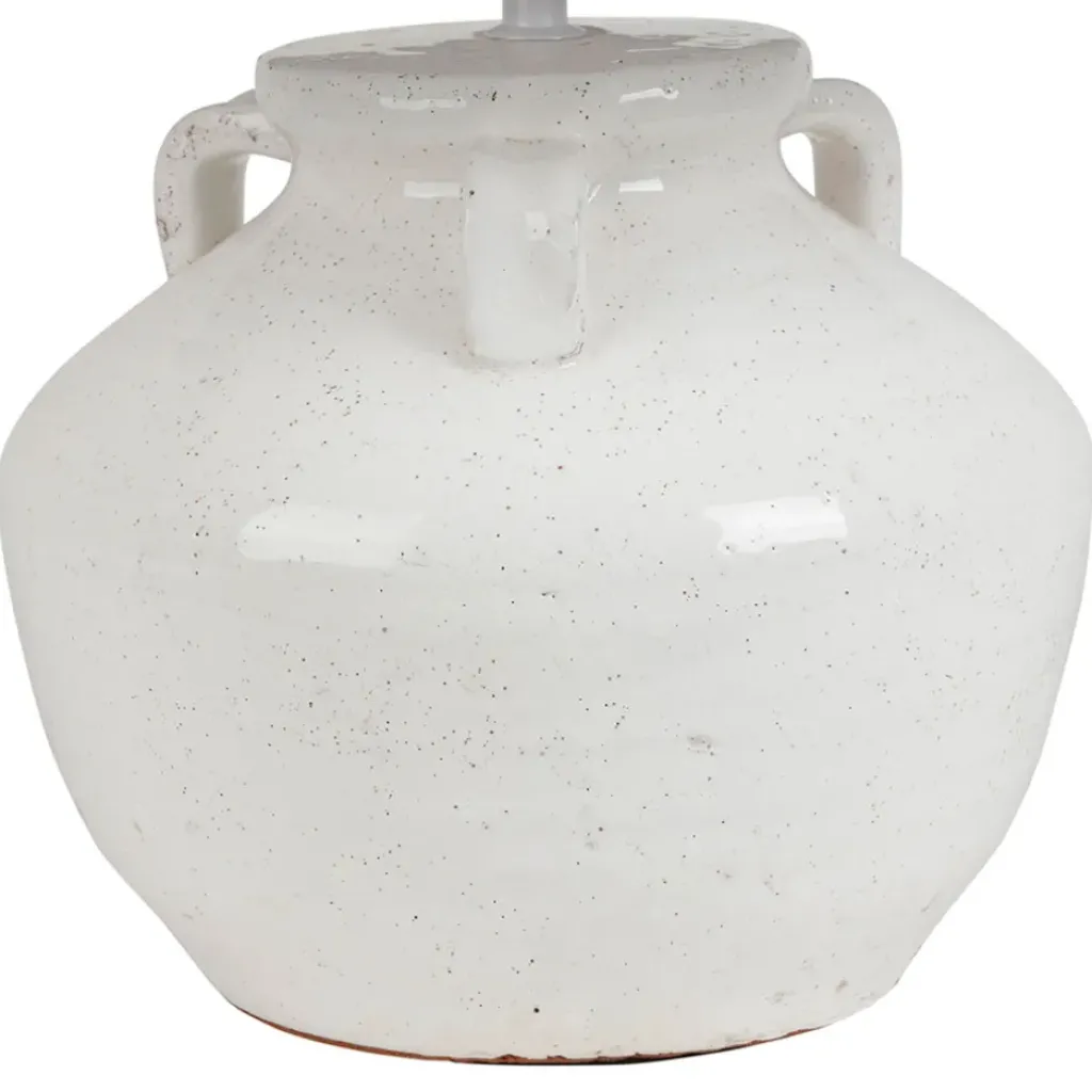 Fabrique de Styles Lampe en terre cuite et lin blanc h47cm - Tahra* Lampes À Poser