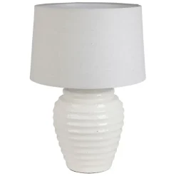 Fabrique de Styles Lampe en terre cuite et lin blanc h59cm - Tahra* Lampes À Poser