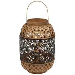 Fabrique de Styles Lampe lanterne en fer et bambou h36.5cm noir et doré - flaural* Lampes À Poser