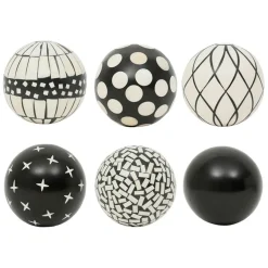 Fabrique de Styles Lot de 6 boules décoratives en résine noir et blanc d10cm - Etnik* Petits Objets Déco