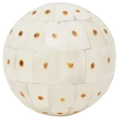Fabrique de Styles Lot de 6 boules décoratives en résine brun et blanc d10cm - Komati* Petits Objets Déco
