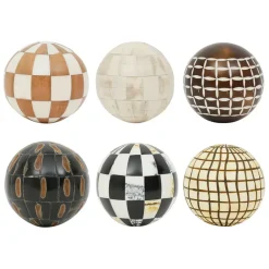 Fabrique de Styles Lot de 6 boules décoratives en résine brun et ivoire - Sumba* Petits Objets Déco