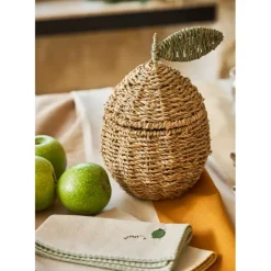 Fabrique de Styles Lot de 2 corbeille pommes en jonc de mer naturel et vert - Les Fruits* Paniers Et Corbeilles