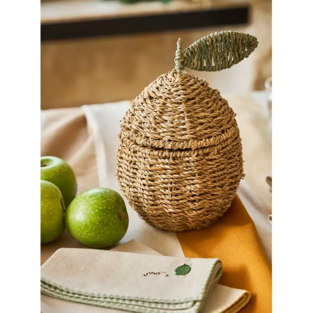 Fabrique de Styles Lot de 2 corbeille pommes en jonc de mer naturel et vert - Les Fruits* Paniers Et Corbeilles