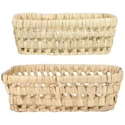 Fabrique de Styles Lot de 2 corbeilles en feuille de palmier 25x20xh10cm - Beezz* Paniers Et Corbeilles