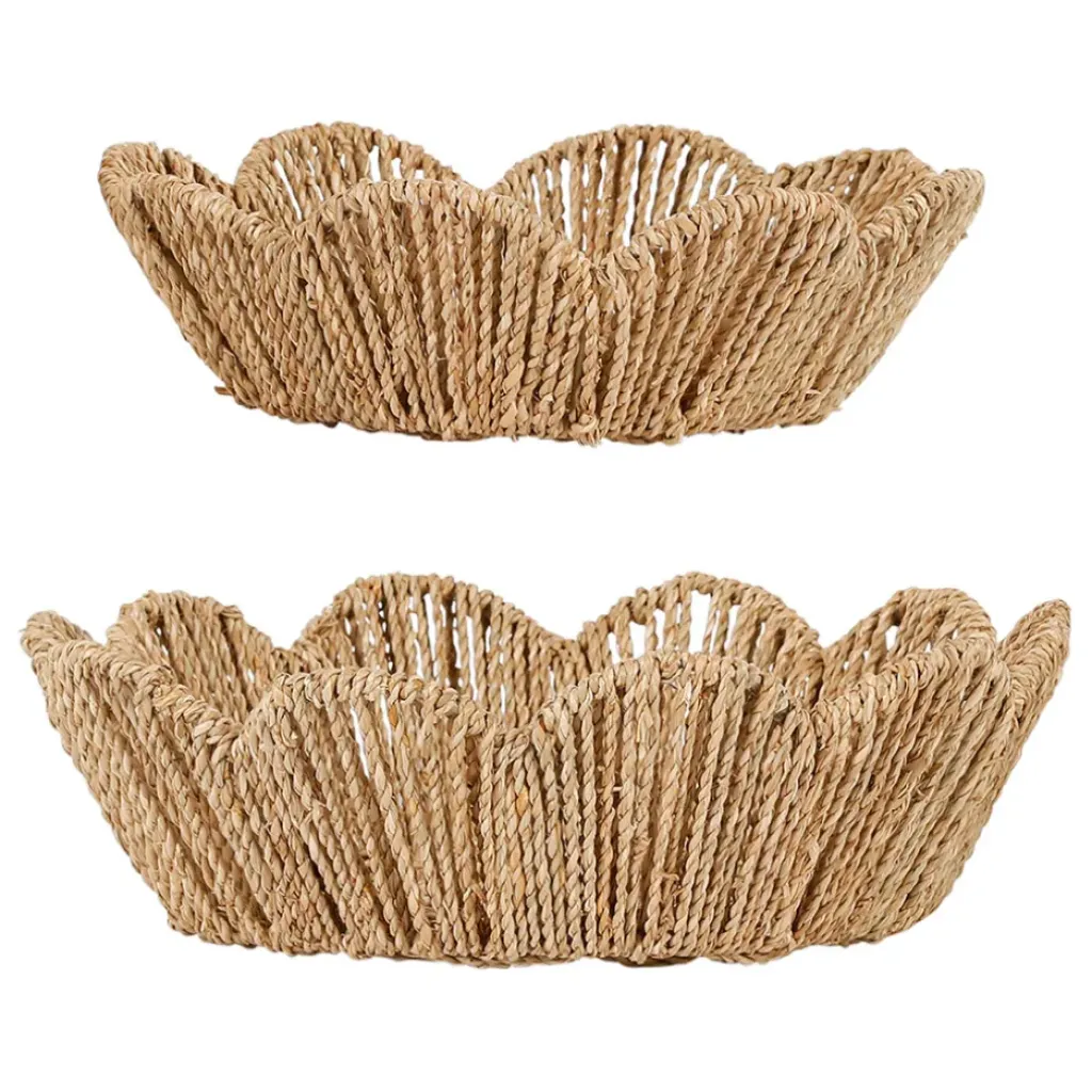 Fabrique de Styles Lot de 2 corbeilles en jonc de mer et fer - Chaumiere* Paniers Et Corbeilles