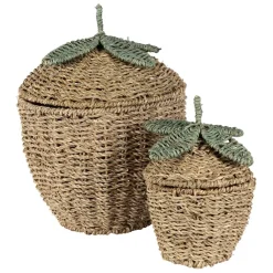 Fabrique de Styles Lot de 2 corbeilles fraise en jonc de mer naturel et vert - Les Fruits* Paniers Et Corbeilles