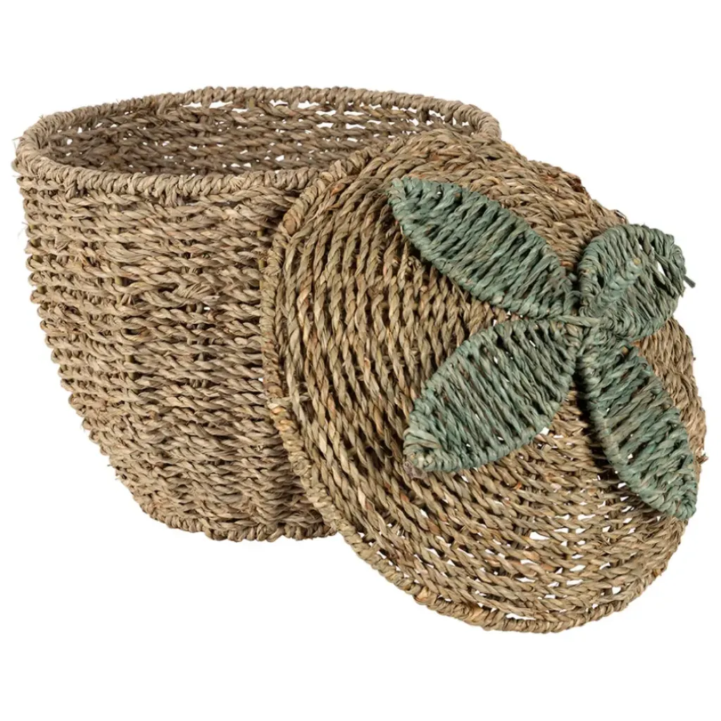 Fabrique de Styles Lot de 2 corbeilles fraise en jonc de mer naturel et vert - Les Fruits* Paniers Et Corbeilles