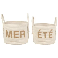 Fabrique de Styles Lot de 2 paniers en coton et jute écru - Eté A La Mer* Paniers Et Corbeilles
