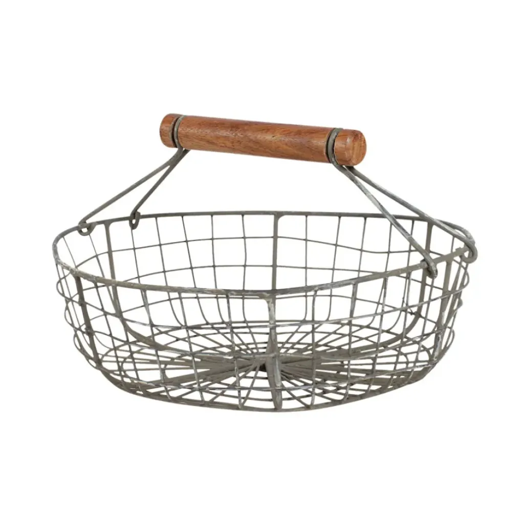 Fabrique de Styles Lot de 3 paniers en fer avec anse en bois* Paniers Et Corbeilles