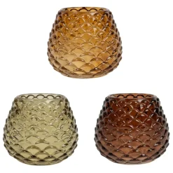 Fabrique de Styles Lot de 3 photophores en verre h8.6cm - Prisca* Photophores, Bougeoirs Et Lanternes