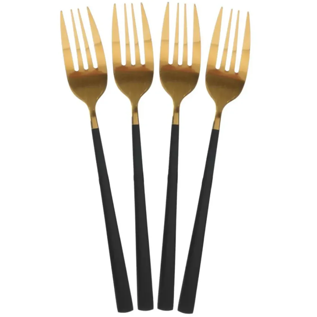 Fabrique de Styles Menagère 16 pieces doré et noir en acier inoxydable* Ménagères