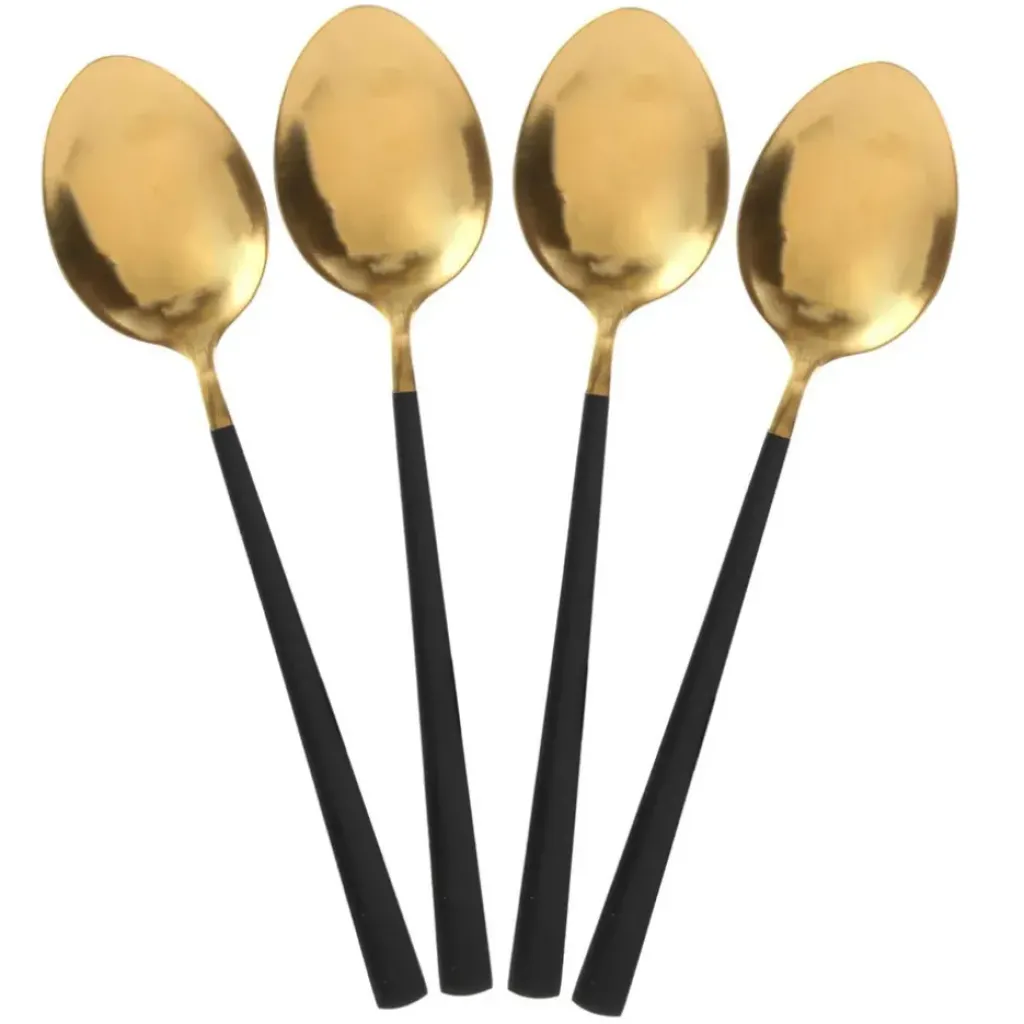 Fabrique de Styles Menagère 16 pieces doré et noir en acier inoxydable* Ménagères