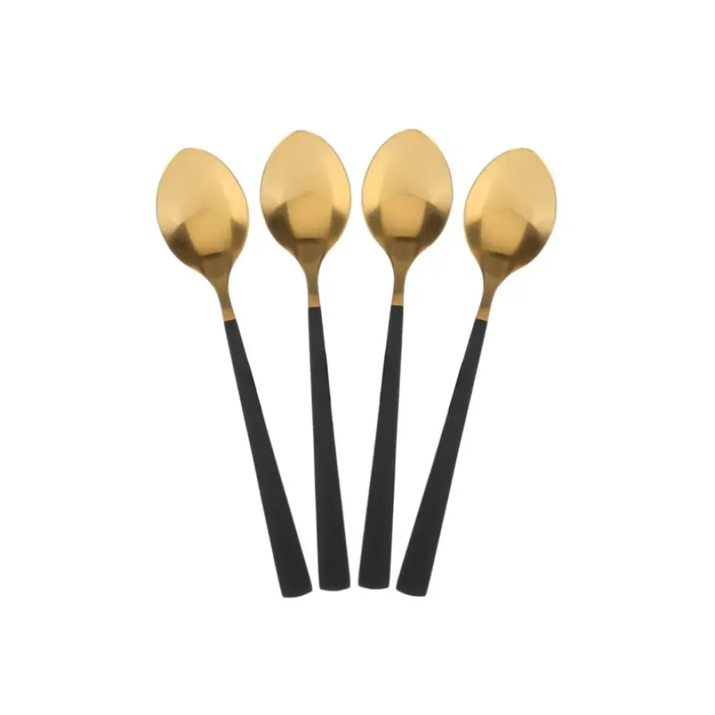 Fabrique de Styles Menagère 16 pieces doré et noir en acier inoxydable* Ménagères