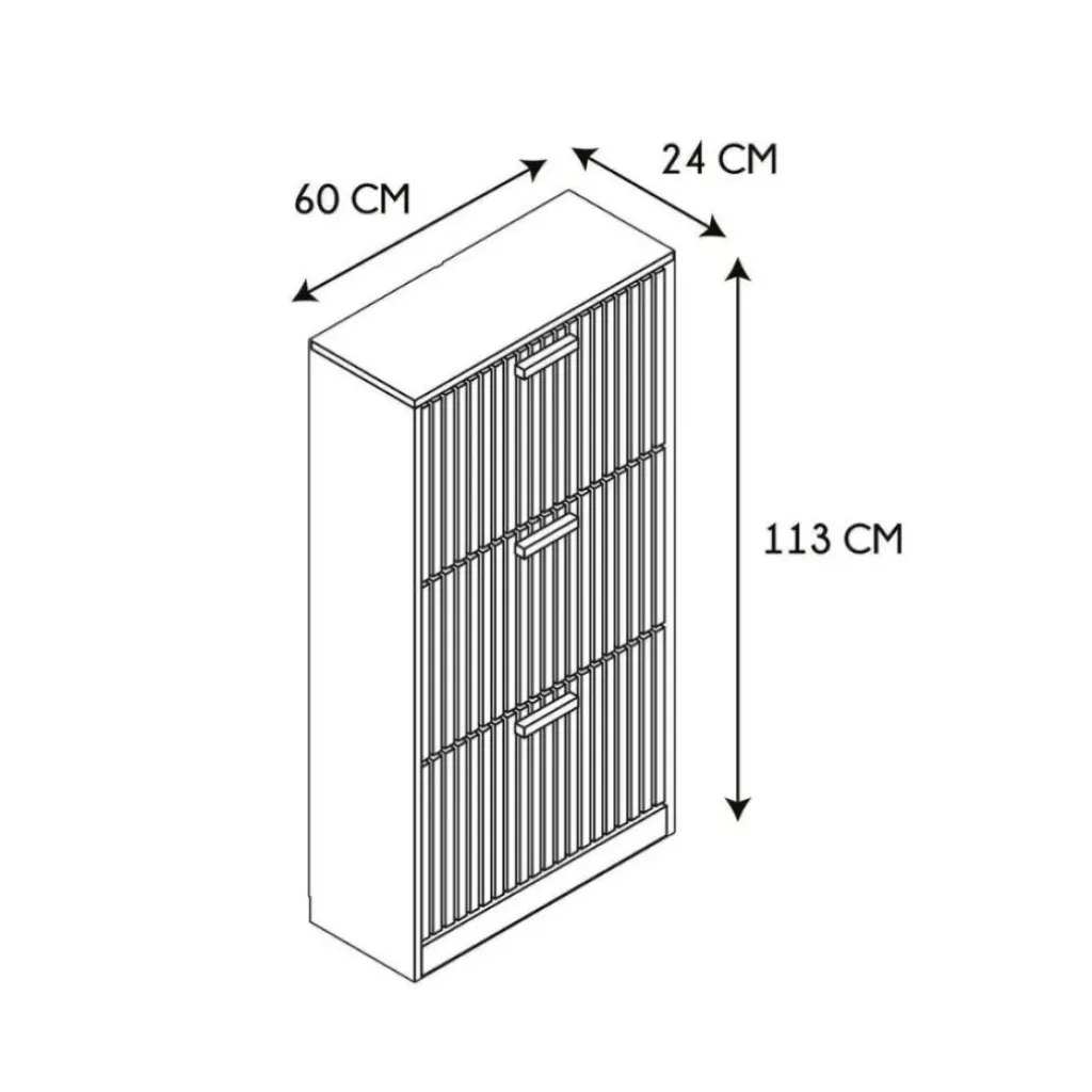 Fabrique de Styles Meuble à chaussures 3 portes H113cm - Kara* Bibliothèques Et Étagères