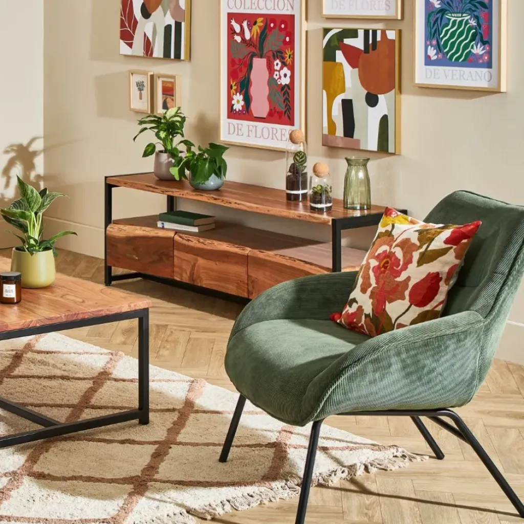 Fabrique de Styles Meuble Tv 3 portes en acacia et pieds en fer noir - Brooklyn* Meubles Tv