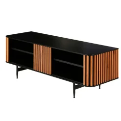 Fabrique de Styles Meuble TV en chêne et noir 4 niche L130cm - Linea* Meubles Tv