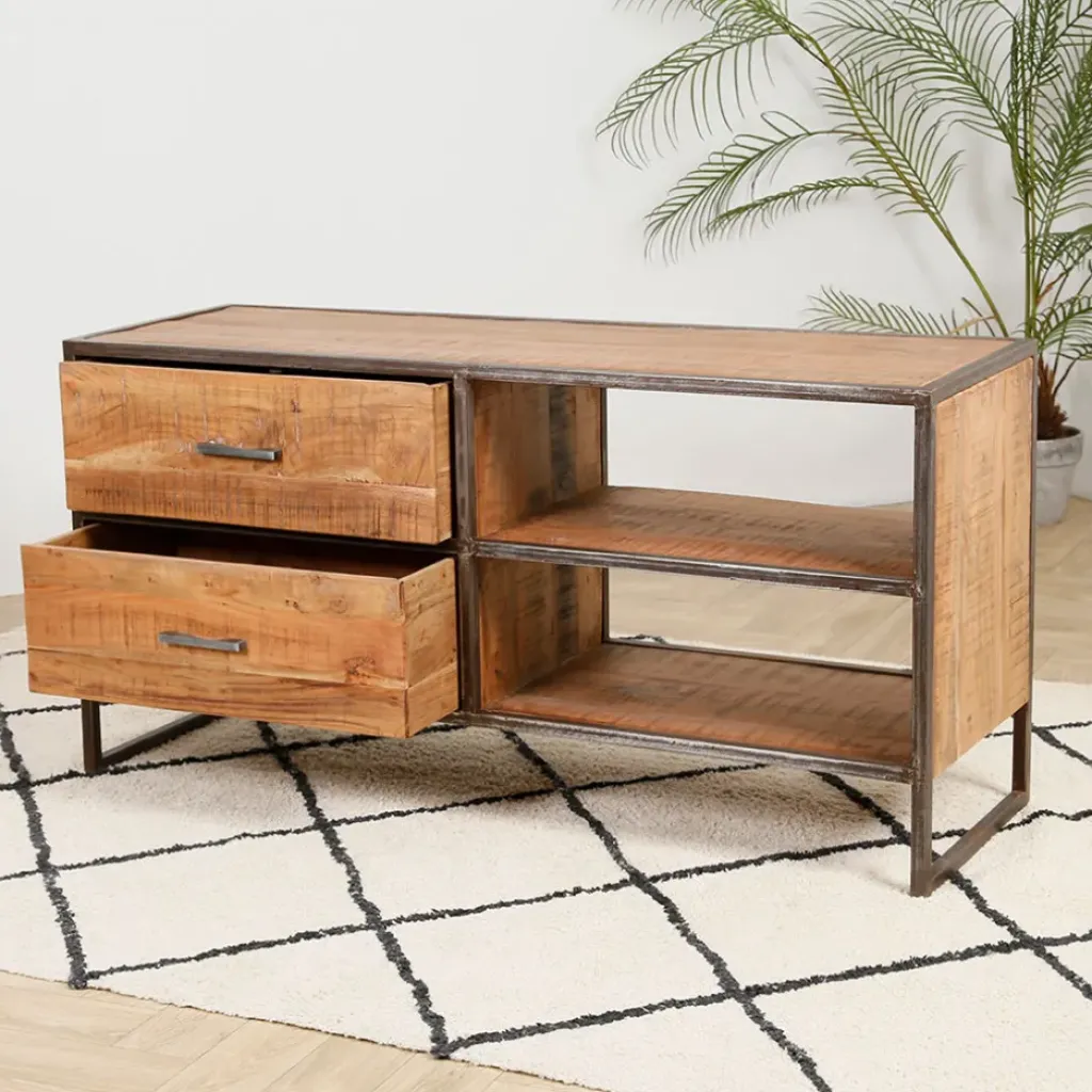 Fabrique de Styles Meuble TV industriel en acacia et fer L120cm - Factory* Meubles Tv