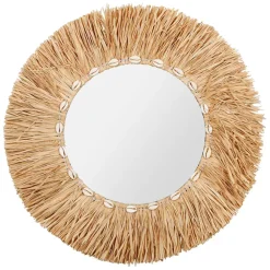 Fabrique de Styles Miroir rond en raphia d52cm - cauri* Miroirs