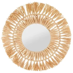 Fabrique de Styles Miroir rond en raphia d50cm* Miroirs
