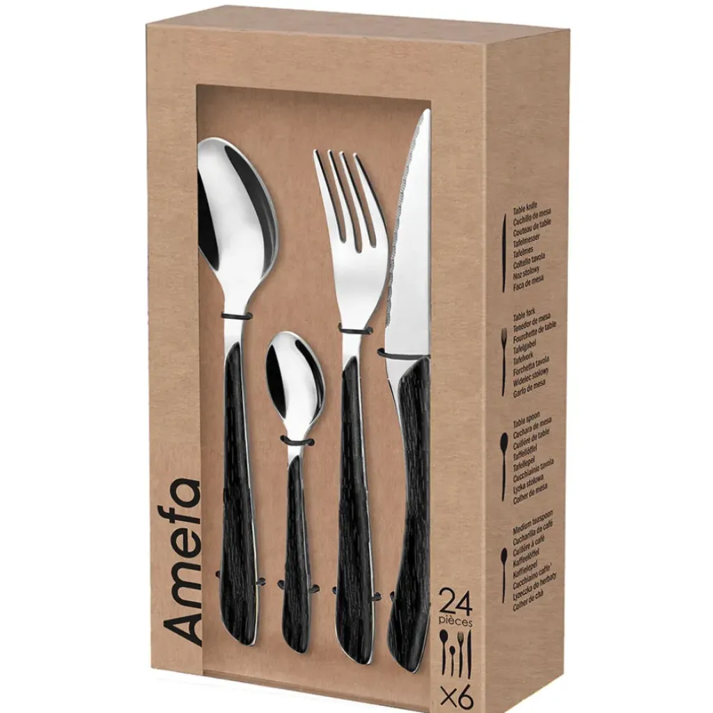 Fabrique de Styles Ménagère 24 pièces acier et noir - Eclat* Ménagères