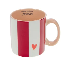 Fabrique de Styles Mug Maman rayé et blanc en porcelaine - Ella* Tasses Et Mugs
