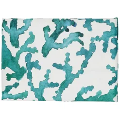 Fabrique de Styles Nappe blanc et émeraude 160x160 - estran* Nappes