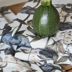 Fabrique de Styles Nappe en coton gris vert 320x160cm - Rose noire* Nappes