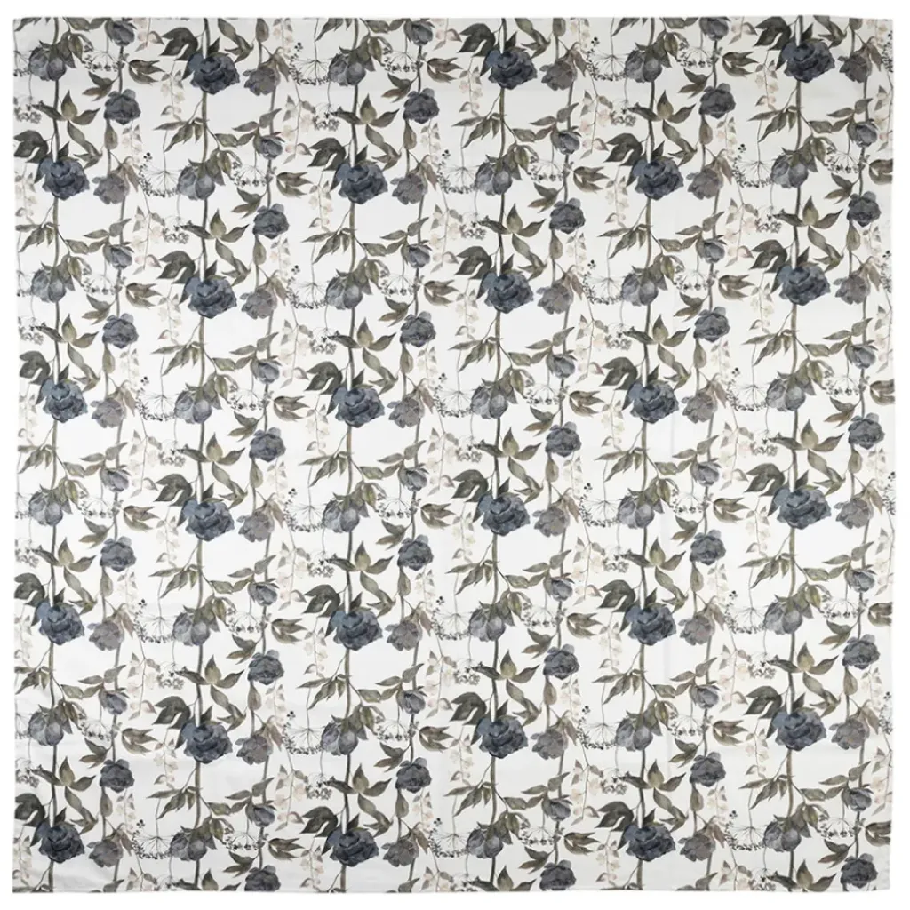 Fabrique de Styles Nappe en coton gris vert 260x160cm - Rose noire* Nappes