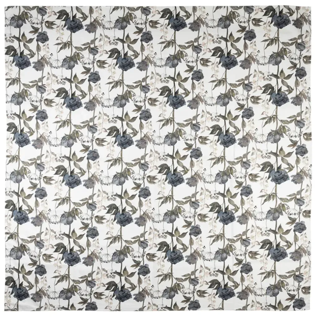 Fabrique de Styles Nappe en coton gris vert 160x160cm - Rose noire* Nappes